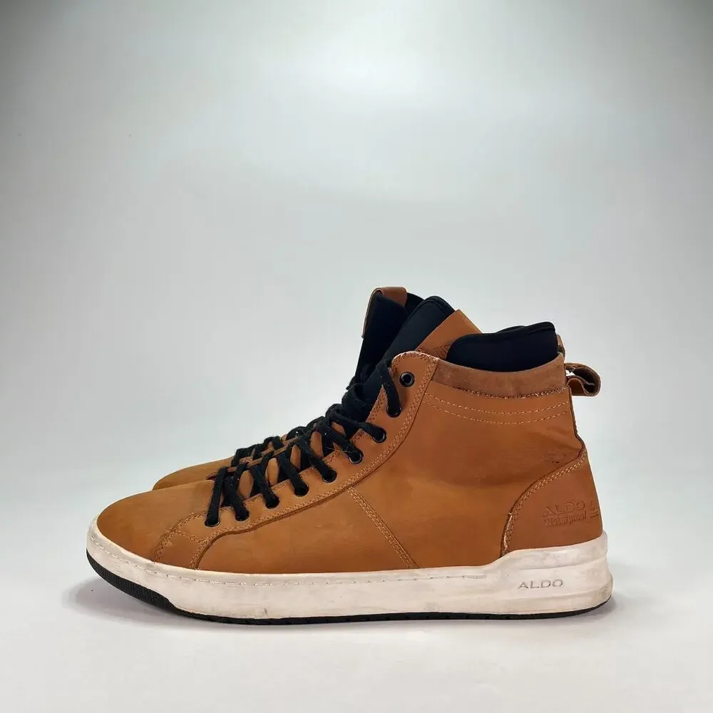 ALDO Brown Tan Black Casual Shoes High Top Lace Up Sneakers Men's Size 12